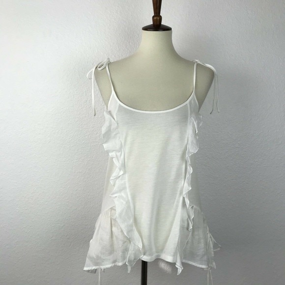 Chelsea 28 Linen Blend Ruffed Tank Top - Picture 1 of 11